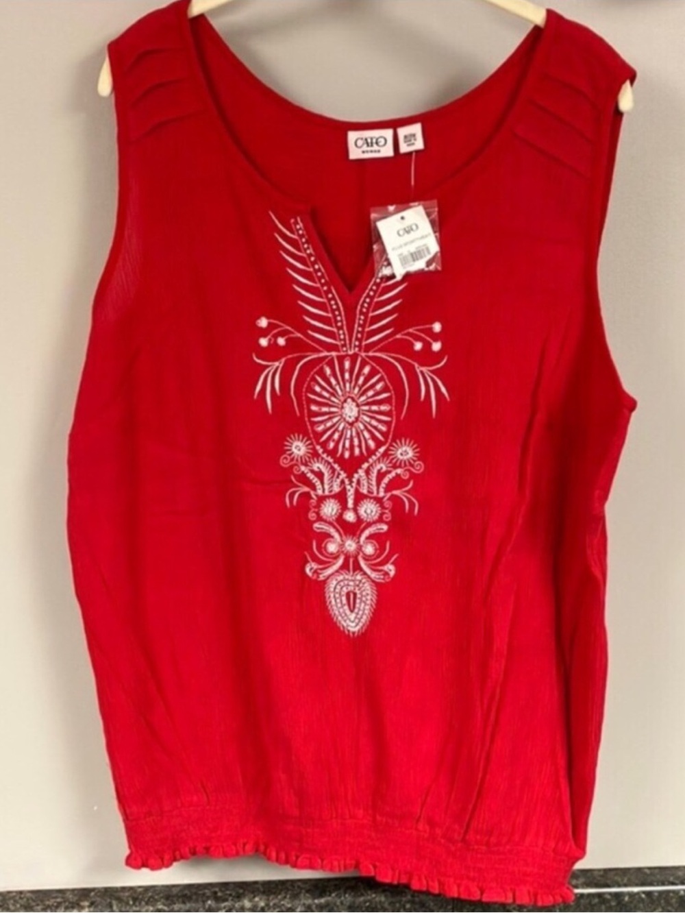 3/$19 ❤️ nwt Cato red embroidered cami shirt top 18/20w